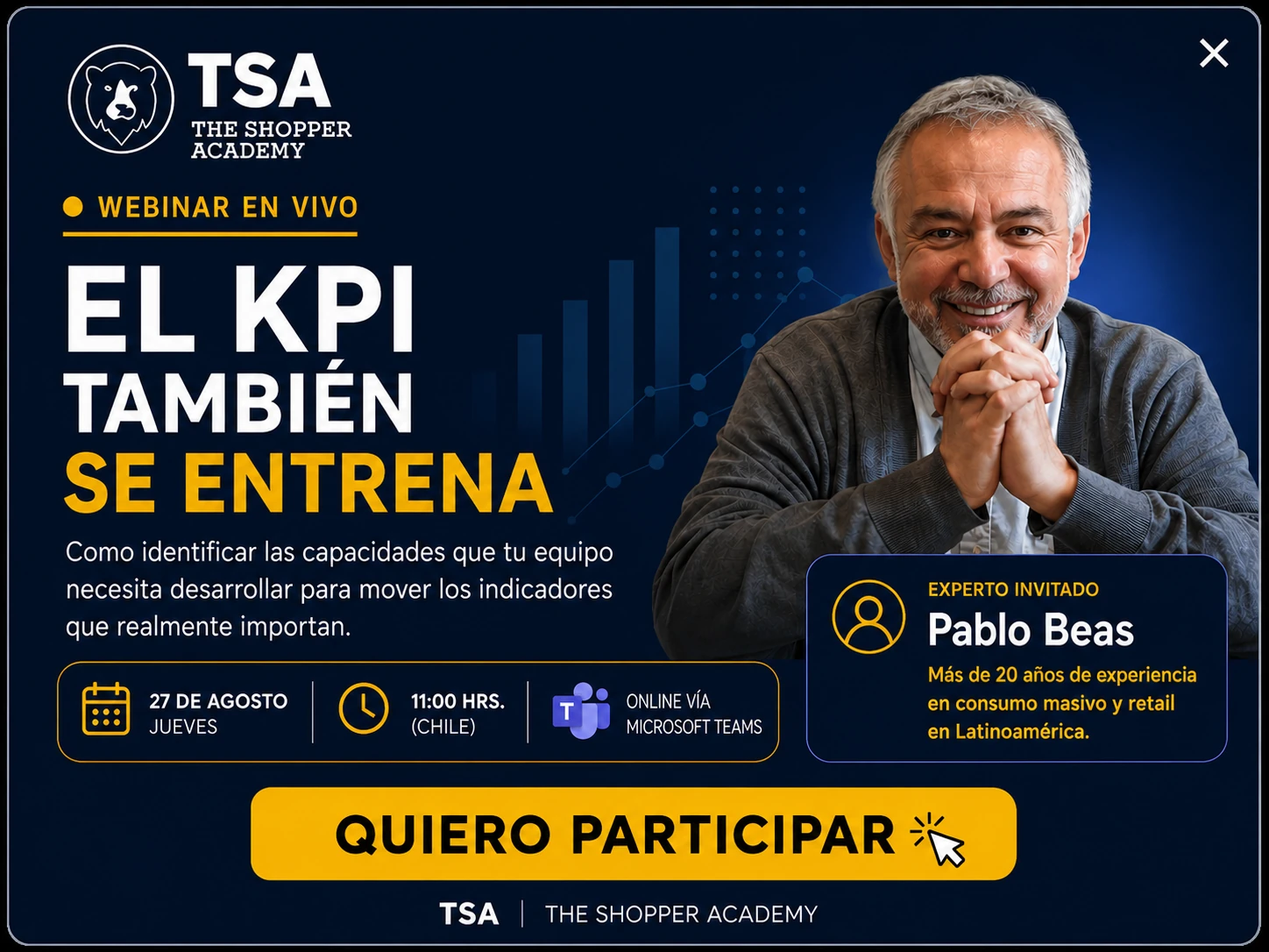 Webinar El KPI también se entrena, 27 de agosto a las 11:00 horas de Chile, con Pablo Beas